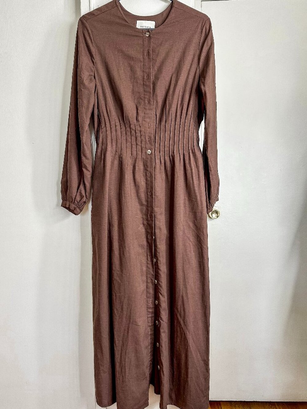 Lila Linen Button Down Maxi Dress - Brown